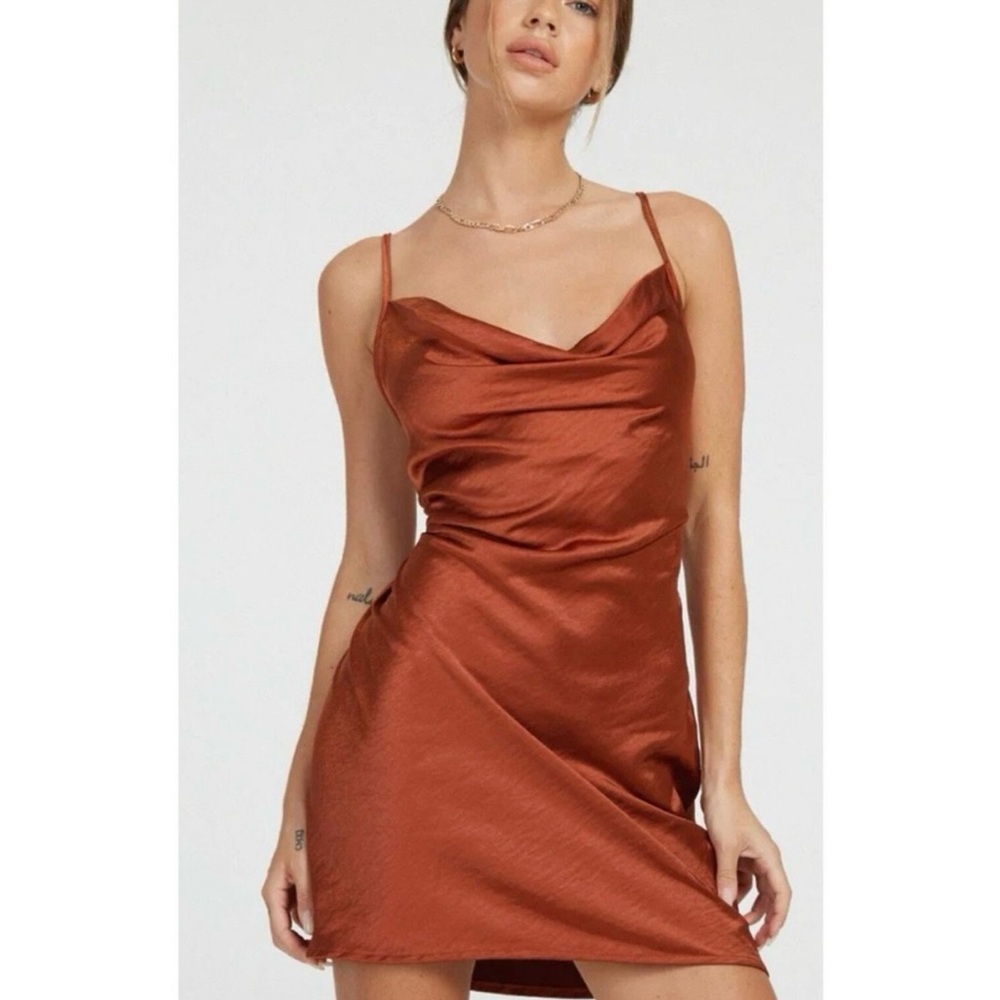 Hollister Copper Satin Slip Mini Dress